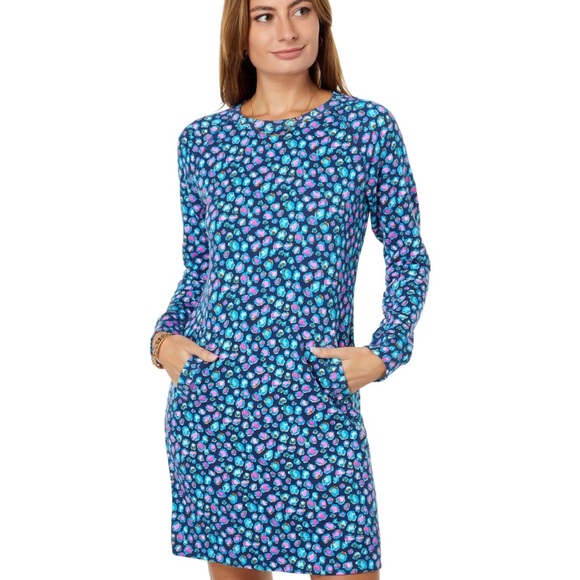 EUC beachcomber dress Lilly Pulitzer dress low tide navy spotted - Picture 2 of 6